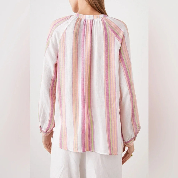 NWOT Rails Brielle Top Linen Blend Hibiscus Stripe Casual Women’s Small - Picture 2 of 13